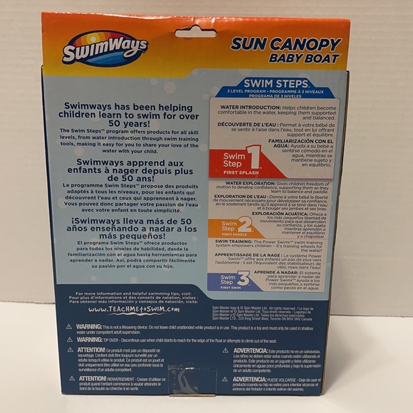 Swimways 9-24 Month Step 1 Blue Whale Sun Canopy Baby Boat Pool Float - Picture 4 of 5